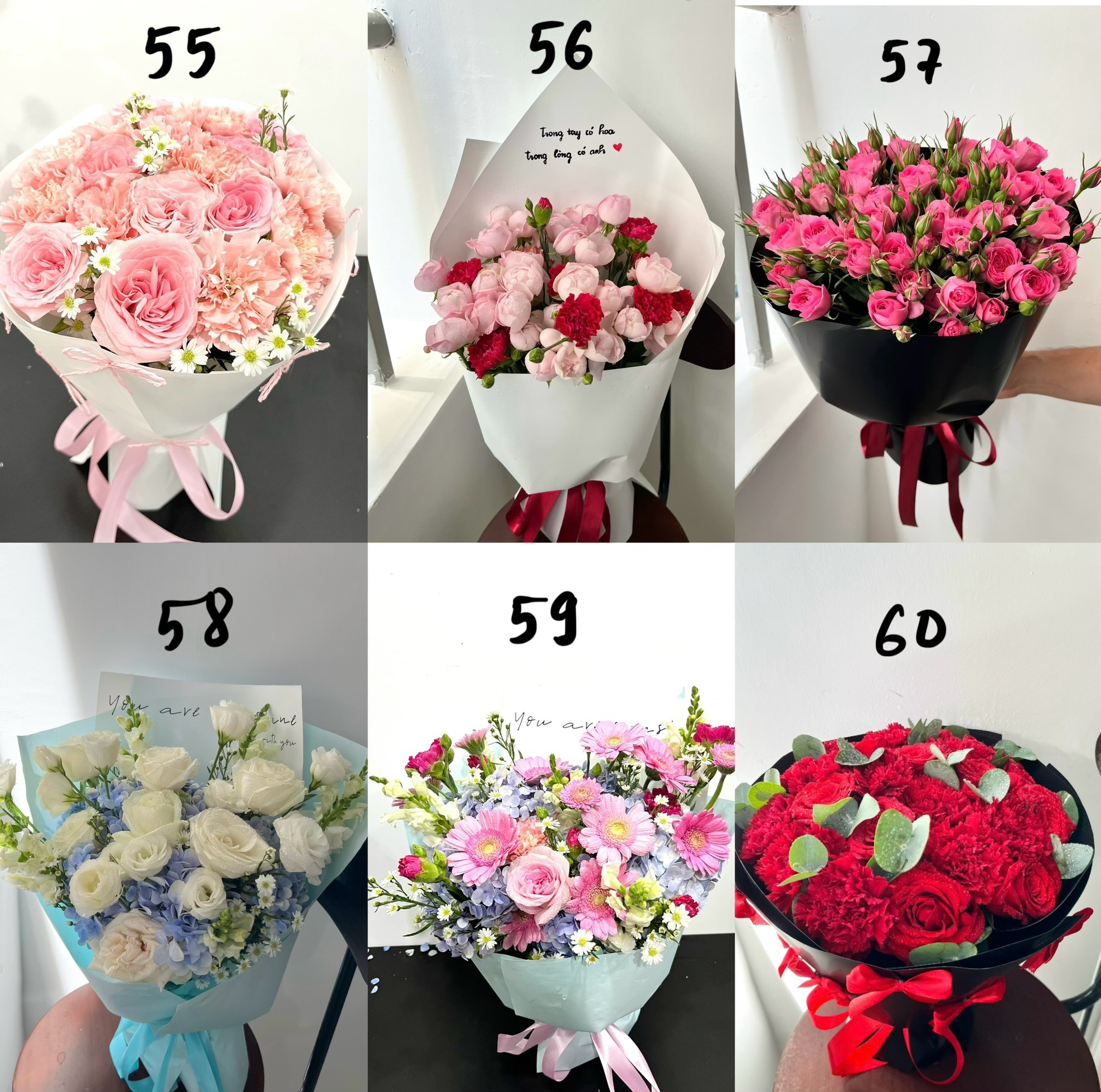 Bó hoa 20/10 tròn pastel ribbon lụa Nha Trang